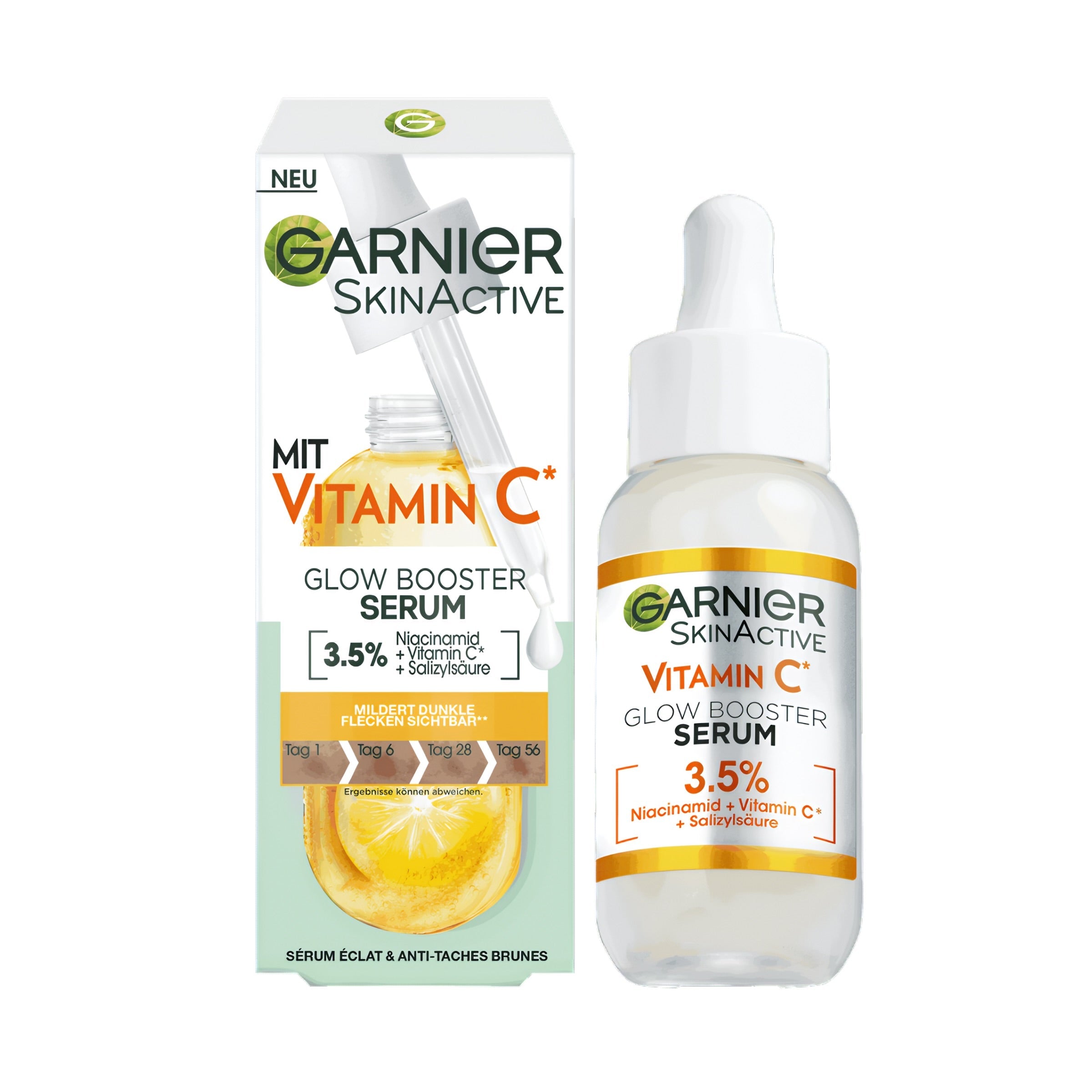 GARNIER SÉRUM BOOSTER D’ÉCLAT VITAMINE C AVEC 3.5% DE [NIACINAMIDE + VITAMINE C + ACIDE SALICYLIQUE] 30 ML
