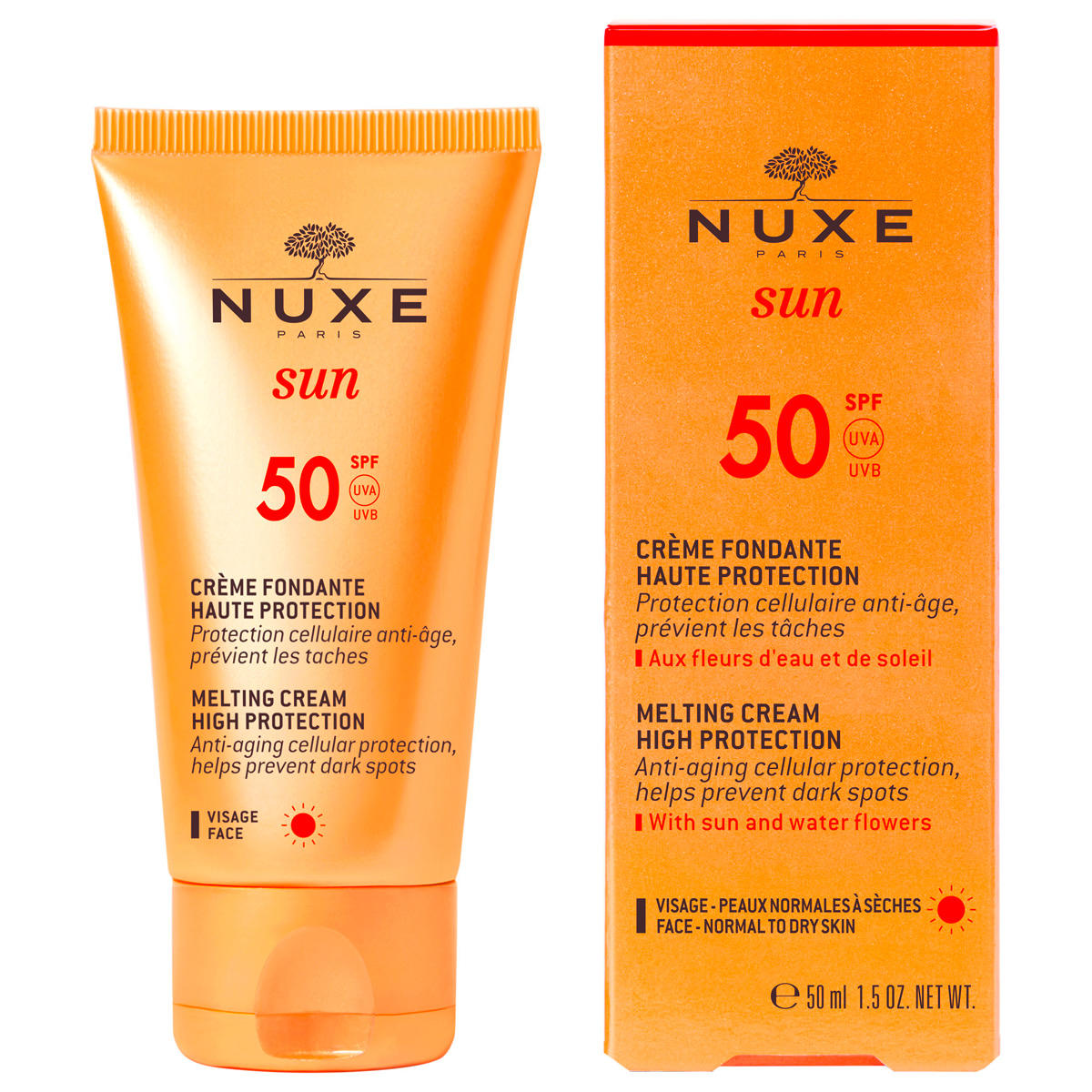 CRÈME SOLAIRE FONDANTE HAUTE PROTECTION SPF50 VISAGE 50ML