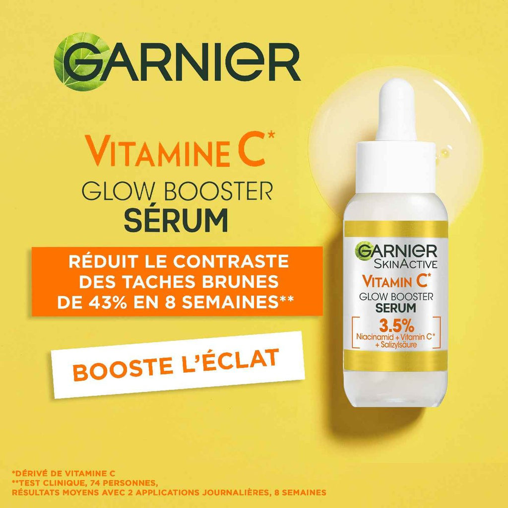 GARNIER SÉRUM BOOSTER D’ÉCLAT VITAMINE C AVEC 3.5% DE [NIACINAMIDE + VITAMINE C + ACIDE SALICYLIQUE] 30 ML