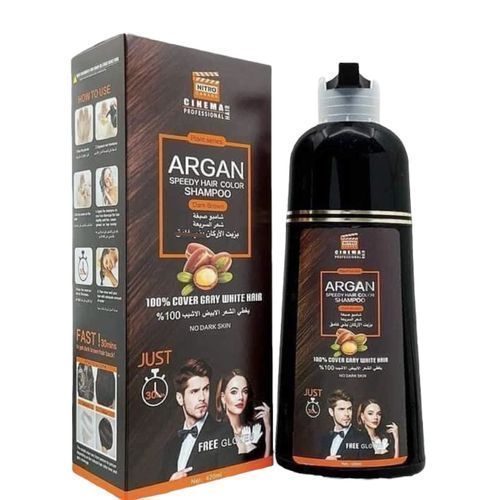 SHAMPOOING COLORANT NATUREL MARRON FONCÉ  - FAST - À L’HUILE D’ARGAN - 400ML