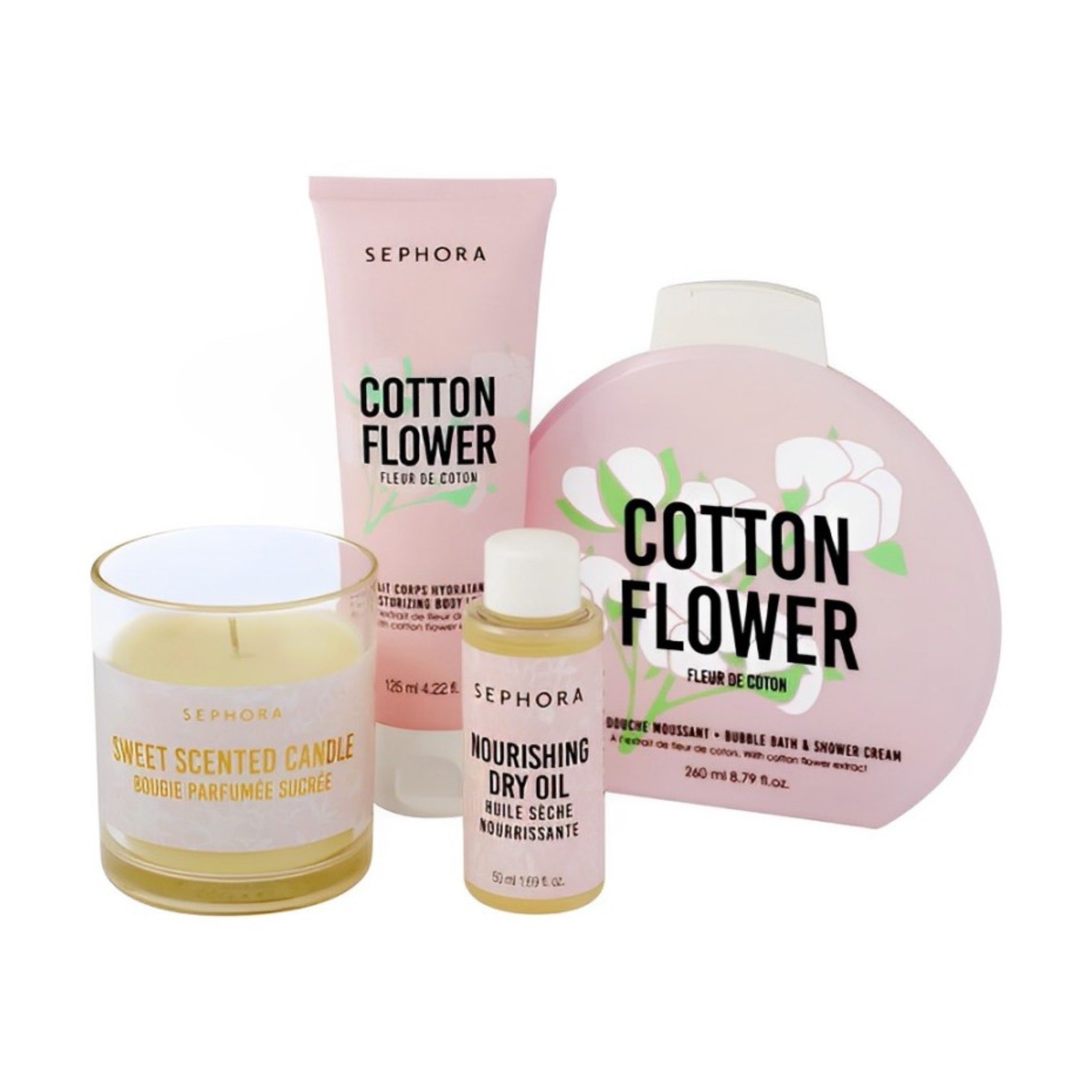 SEPHORA COMFORTING BATH & BODY SET À LA FLEUR DE COTTON ( SANS BOUGIE )