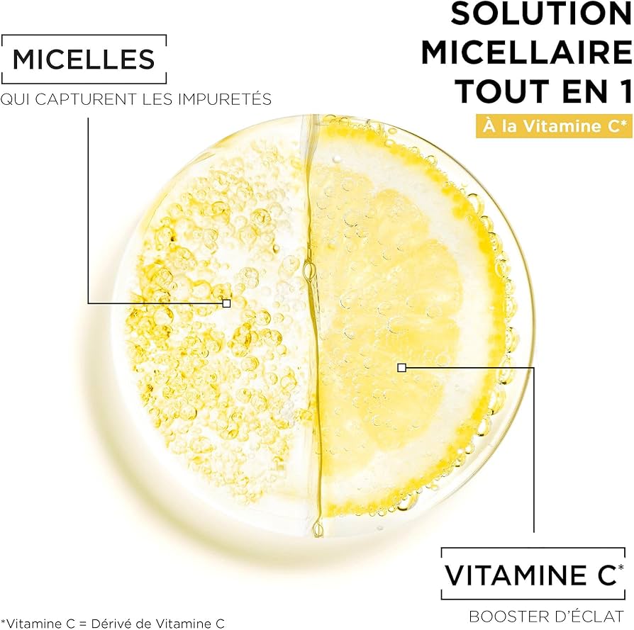 GARNIER SOLUTION MICELLAIRE TOUT EN 1 À LA VITAMINE C* POUR LES PEAUX TERNES 400ML