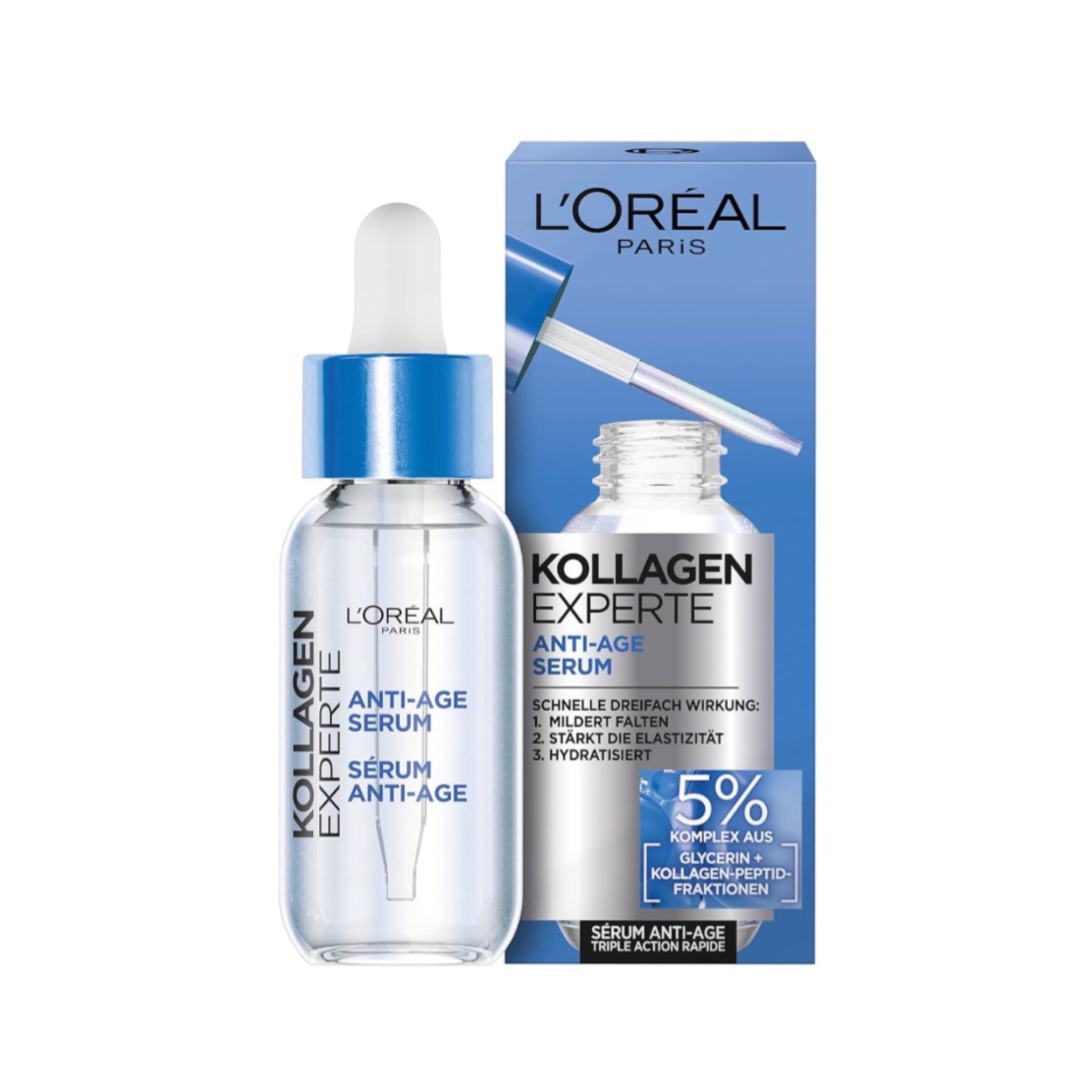 L’ORÉAL PARIS EXPECT COLLAGÈNE, SERUM ANTI-ÂGE  5 % GLYCÉRINE + FRACTIONS DE PEPTIDES DE COLLAGÈNE 30ML