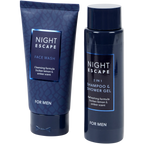 COFFRET CADEAU HOMME BLEU SHAMPOING GEL DOUCHE ET GEL NETTOYANT
