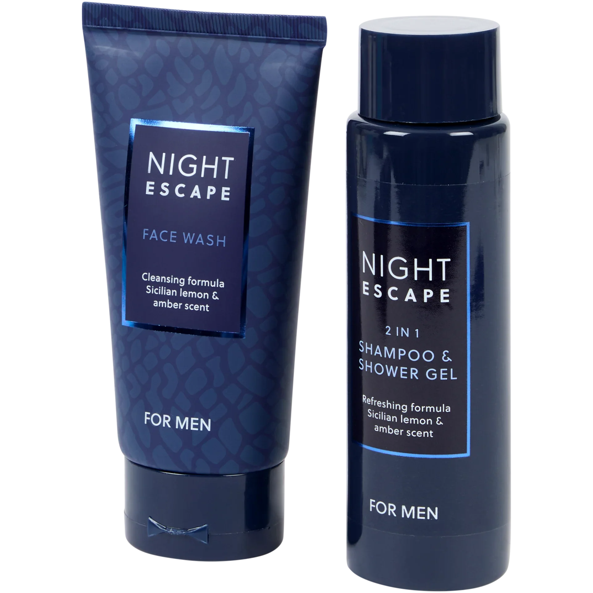 COFFRET CADEAU HOMME BLEU SHAMPOING GEL DOUCHE ET GEL NETTOYANT