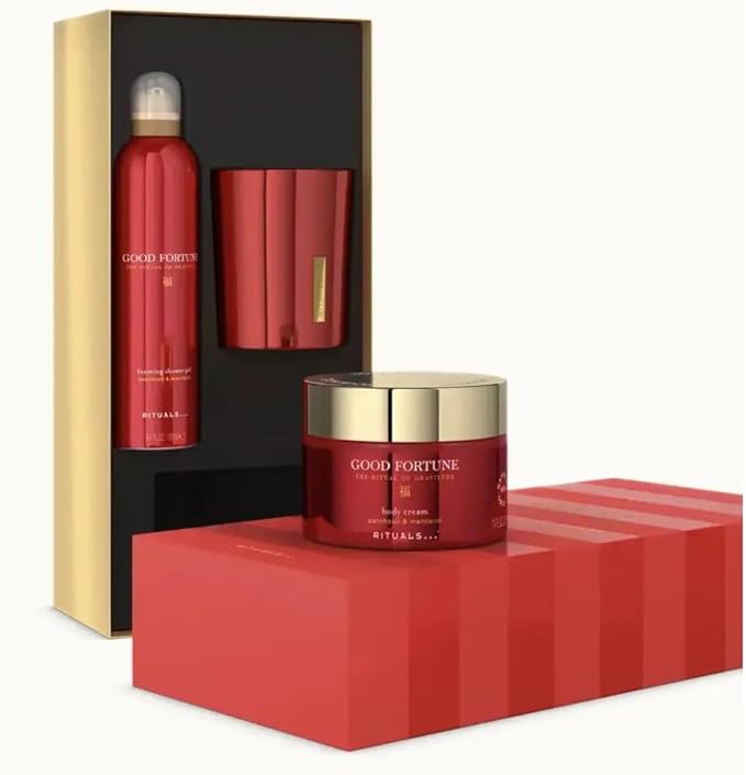 RITUALS THE RITUAL OF GRATITUDE COFFRET CADEAU 3 PIÈCES GOOD FORTUNE CRÈME POUR LE CORPS GEL DOUCHE BOUGIE PARFUMÉE