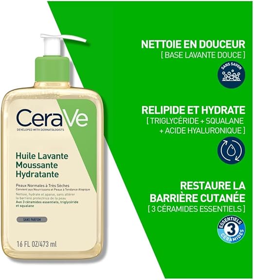 CERAVE HUILE LAVANTE MOUSSANTE HYDRATANTE 236ML