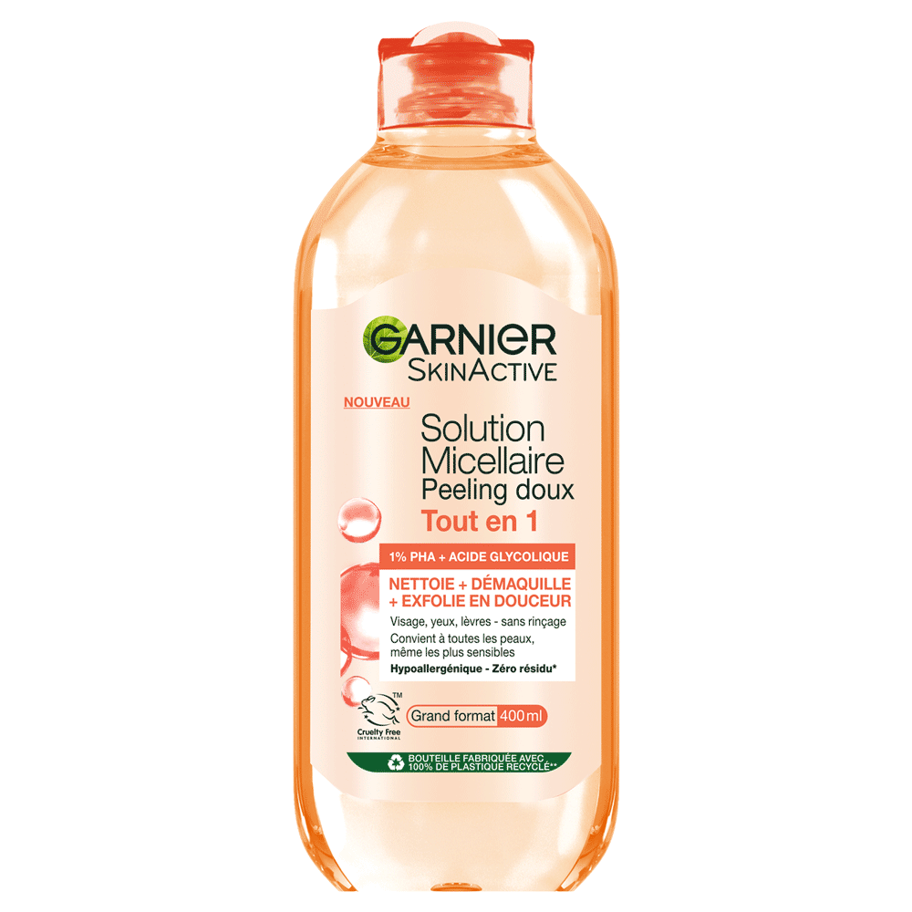 GARNIER SKIN ACTIVE SOLUTION MICELLAIRE PEELING DOUX TOUT EN 1 À TOUTES LES PEAUX 400ML