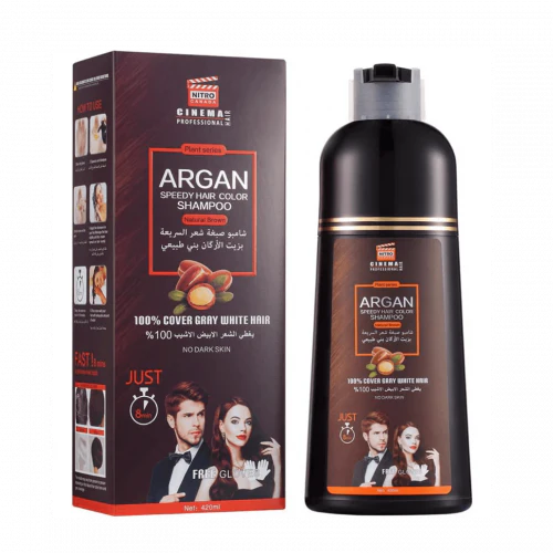 SHAMPOOING COLORANT NATUREL MARRON CLAIR  - FAST - À L’HUILE D’ARGAN - 400ML