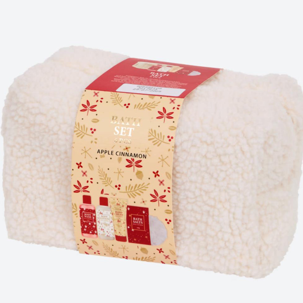 COFFRET DE BAIN CADEAU 6 PIECES AVEC TROUSSE BLANCHE