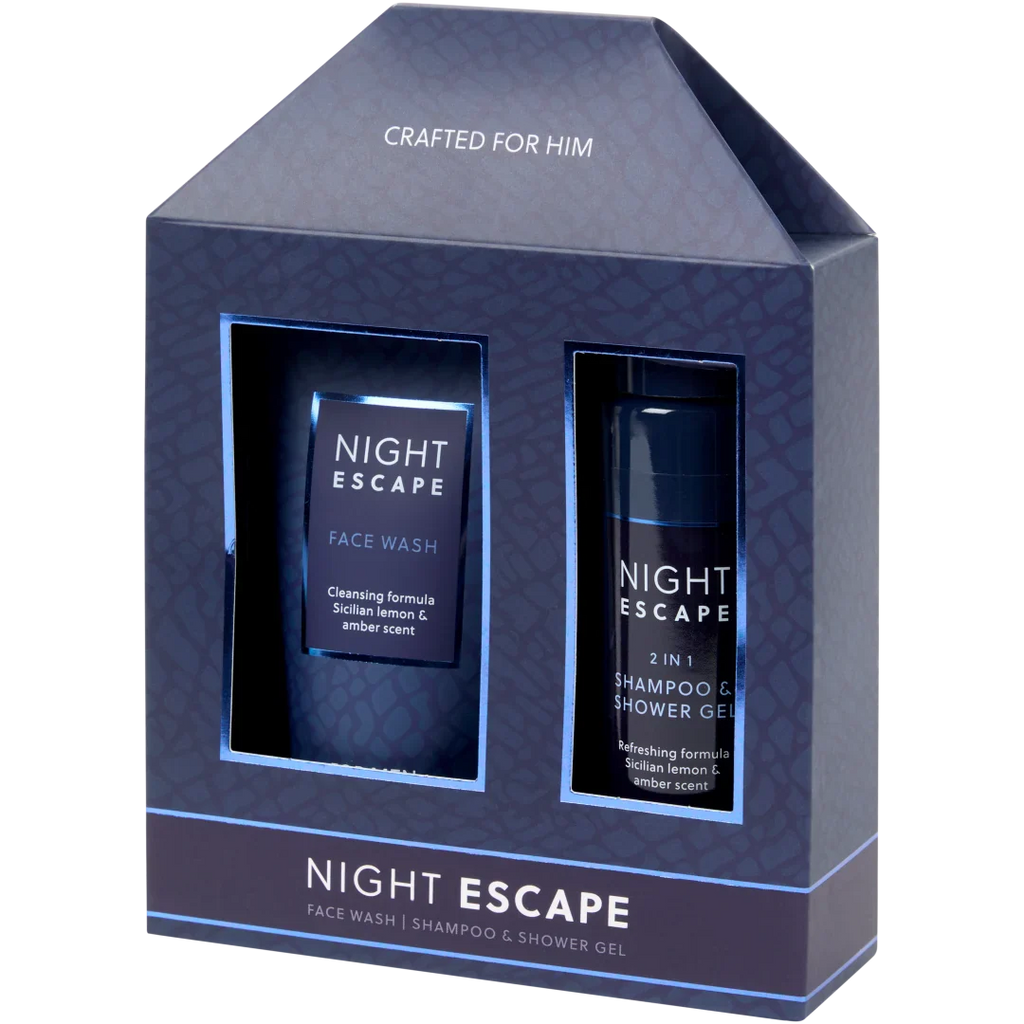 COFFRET CADEAU HOMME BLEU SHAMPOING GEL DOUCHE ET GEL NETTOYANT
