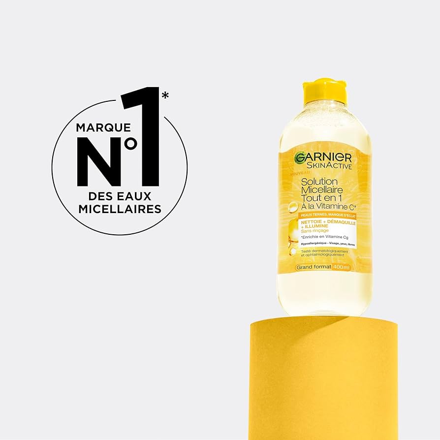 GARNIER SOLUTION MICELLAIRE TOUT EN 1 À LA VITAMINE C* POUR LES PEAUX TERNES 400ML