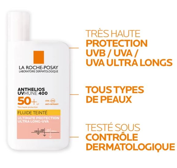 LA ROCHE POSAY ECRAN SOLAIRE ANTHELIOS FLUIDE INVISIBLE 50ML (TEINTÉ)