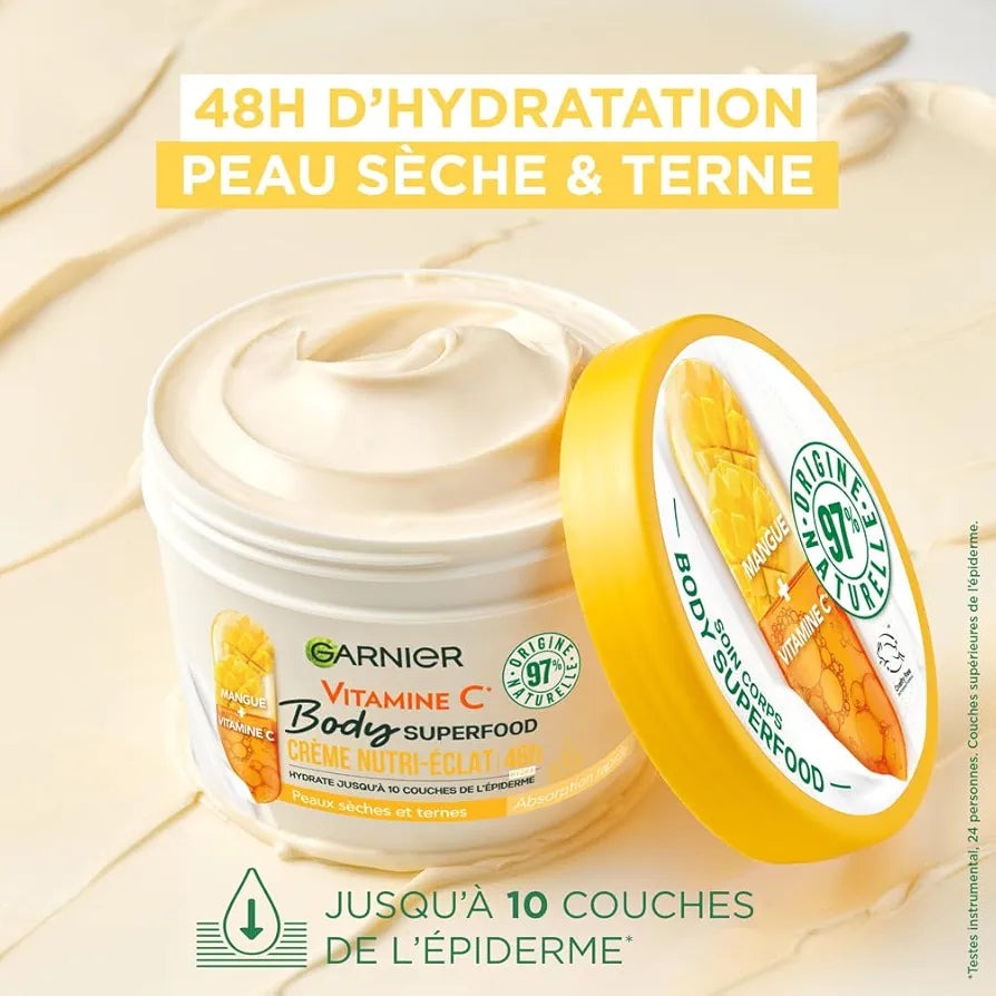 GARNIER VITAMINE C BODY SUPER FOOD CRÈME NUTRI-ÉCLAT 48H 380ML