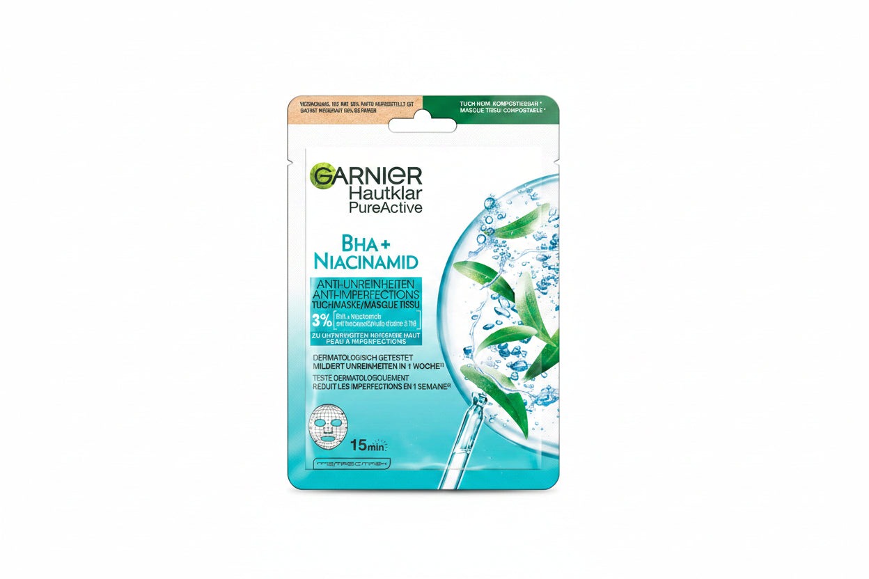 GARNIER HAUTKLAR PURE ACIVE BHA+NIACINAMID ANTI-IMPERFECTION MASQUE TISSU 23G