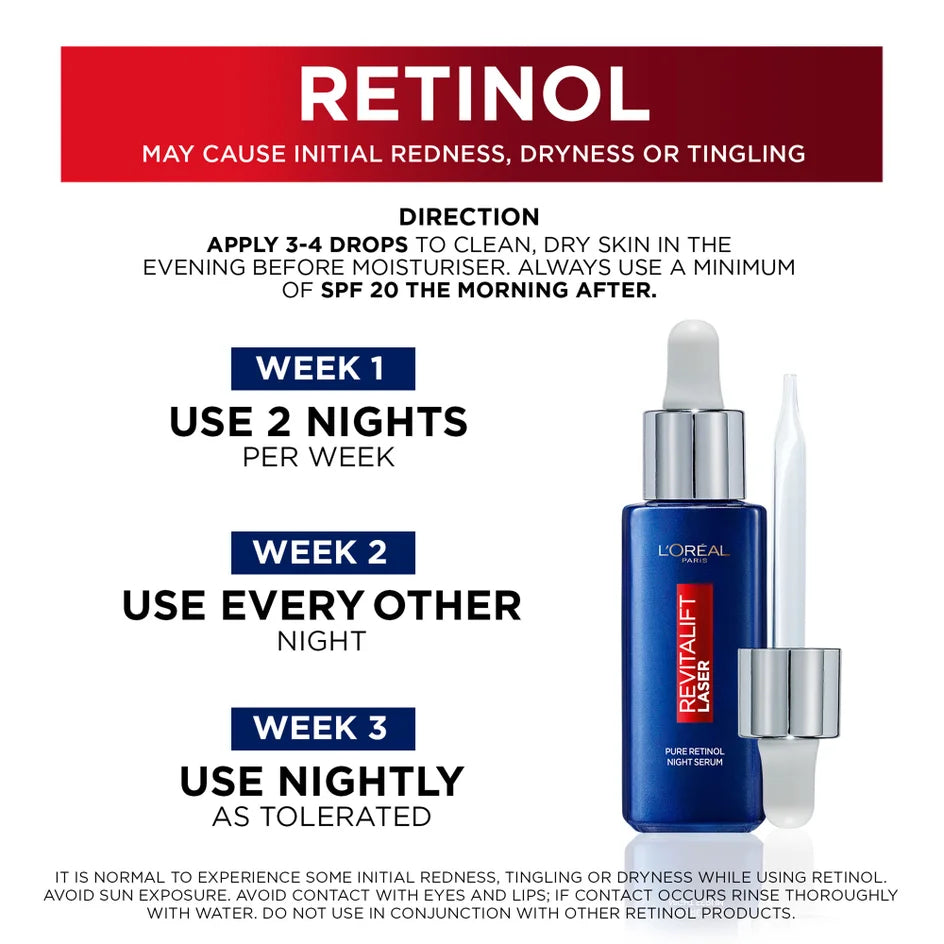 L’ORÉAL PARIS REVITALIFT LASER SERUM NUIT 0.2% RETINOL PUR 30ML