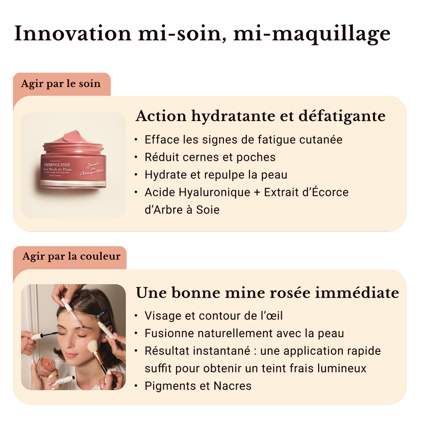 EMBRYOLISSE SOIN BLUSH DE PEAU CRÈME VISAGE DÉFATIGANTE ROSE LUMIÈRE 50ML