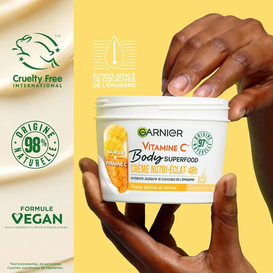 GARNIER VITAMINE C BODY SUPER FOOD CRÈME NUTRI-ÉCLAT 48H 380ML
