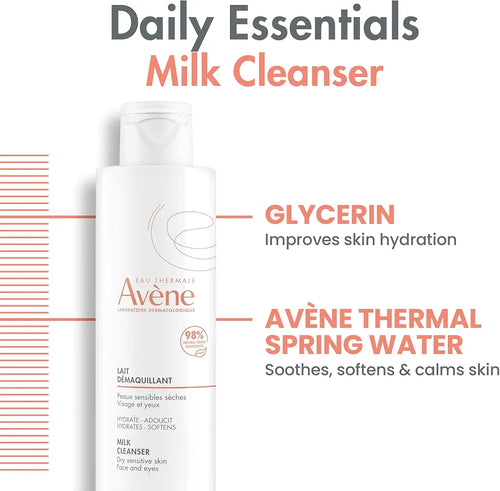 AVÈNE LAIT DÉMAQUILLANT POUR PEAUX SENSIBLES SÈCHES 200ML