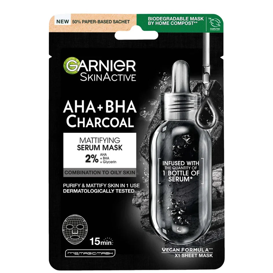 GARNIER SKIN ACTIVE AHA+BHA  SERUM MASK 28G