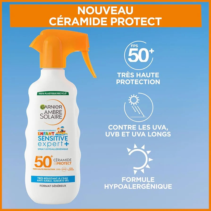 GARNIER SPRAY GÂCHETTE SENSITIVE EXPERT+ ENFANTS  TRÈS HAUTE PROTECTION SPF50 270ML